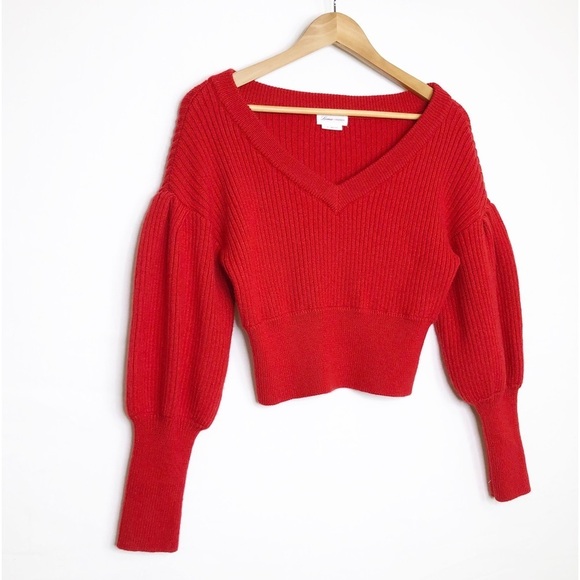 Lovers and friends, Dash, red V-neck puffed sleeve sweater ❤️ - Picture 8 of 10